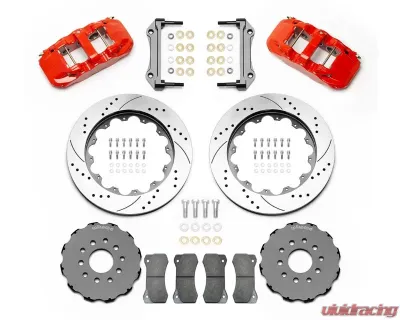 Wilwood AERO6 Big Brake Front Brake Kit - Drilled & Slotted Rotor - Red - Chevrolet Corvette 1997-2013 - 140-15705-DR