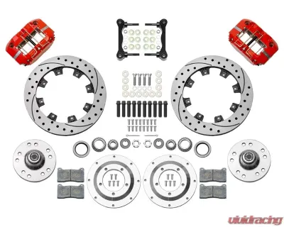 Wilwood Dynapro Radial Big Brake Front Brake Kit (Hub) - Drilled & Slotted Rotor - Red - 140-15909-DR