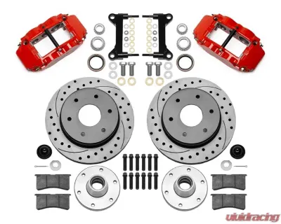Wilwood Forged Narrow Superlite 6R Front Big Brake Kit - Drilled & Slotted Rotor - Red - Chevrolet C10 1963-1987 - 140-15944-DR