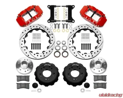 Wilwood Forged Narrow Superlite 6R Front Big Brake Kit (Hub) - Drilled & Slotted Rotor - Red - Chevrolet C10 1988-1998 - 140-15949-DR