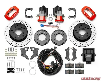 Wilwood Forged Dynalite Rear Electronic Parking Brake Kit - Drilled & Slotted Rotor - Red - 140-16138-DR