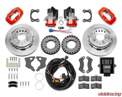 Wilwood Forged Dynalite Rear Electronic Parking Brake Kit - Plain Rotor - Red - 140-16154-R