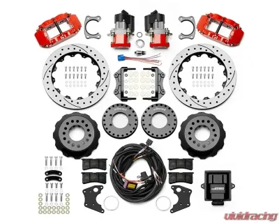 Wilwood Forged Narrow Superlite 4R Big Brake Rear Electronic Parking Brake Kit - Drilled & Slotted Rotor - Red - 140-16155-DR