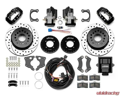 Wilwood Forged Dynalite Rear Electronic Parking Brake Kit - Drilled & Slotted Rotor - Black - 140-16164-D