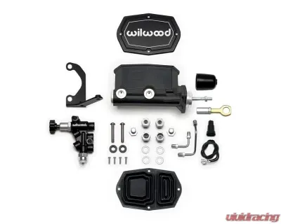 Wilwood Compact Tandem M/C w/Bracket and Valve 0.970 Black Ford Mustang 1964-1973 - 261-15666-BK