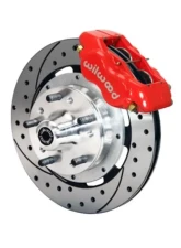 Wilwood Forged Dynalite Big Brake Front Brake Kit (Hub) - Drilled and Slotted Rotor - Red - Ford Mustang 1974-1980                                     - 140-10440-DR - Image 2