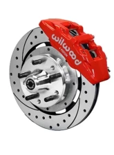 Wilwood Forged Dynapro 6 Big Brake Front Brake Kit (Hub), Drilled and Slotted Rotors - Red, Chevrolet Camaro | Chevelle | Nova 1964-1972                                     - 140-10510-DR - Image 2