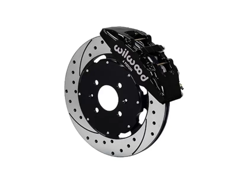 Wilwood Forged Dynapro 6 Big Brake Front Brake Kit (Hat), Drilled and Slotted Rotor - Black - Honda Civic 1990-1999 - 140-10736-D