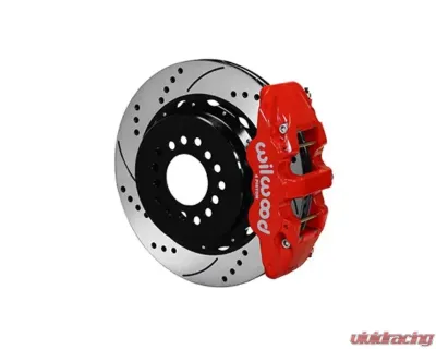 Wilwood AERO4 Big Brake Rear Parking Brake Kit, Drilled and Slotted Rotor - Red - 140-10947-DR