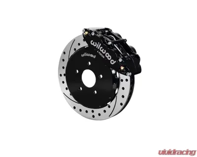 Wilwood Forged Narrow Superlite 6R Big Brake Front Brake Kit (Hat), Drilled and Slotted Rotor - Black - Nissan 370Z | Infiniti G37 2009-2013 - 140-11583-D