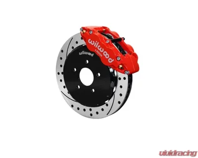 Wilwood Forged Narrow Superlite 6R Big Brake Front Brake Kit (Hat), Drilled and Slotted Rotor - Red - Nissan 370Z | Infiniti G37 2009-2013 - 140-11583-DR