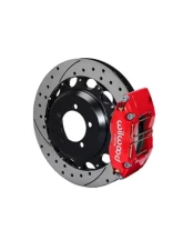 Wilwood Dynapro Radial Rear Brake Kit For OE Parking Brake - Drilled and Slotted Rotor - Red - Subaru WRX 2006-2007                                     - 140-13013-DR - Image 2