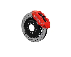 Wilwood Forged Narrow Superlite 6R Big Brake Front Brake Kit (Hat) - Drilled and Slotted Rotor - Red - Hyundai Genesis Coupe 2008+