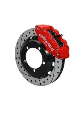 Wilwood Forged Narrow Superlite 4R Big Brake Front Brake Kit (Hat)  - Drilled and Slotted Rotor - Red - Ford Bronco 1976-1977                                     - 140-13305-DR - Image 2