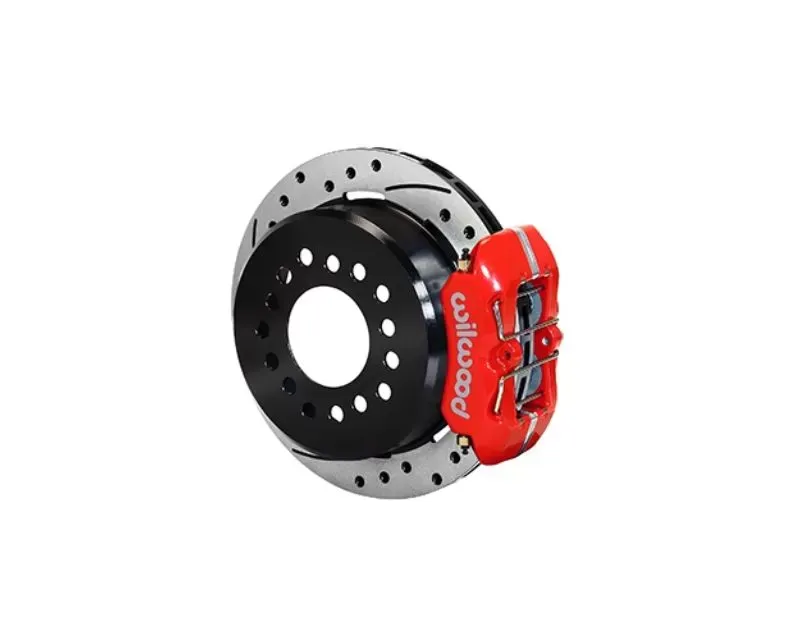Wilwood Forged Dynapro Low-Profile Rear Parking Brake Kit - Drilled and Slotted Rotor - Red - Ford - 140-13724-DR