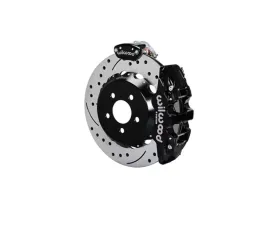 Wilwood AERO4-MC4 Big Brake Rear Parking Brake Kit - Drilled and Slotted Rotor - Black -  Ford Mustang 2015+