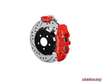 Wilwood AERO4-MC4 Big Brake Rear Parking Brake Kit - Drilled and Slotted Rotor - Red -  Ford Mustang 2015+ - 140-13888-DR