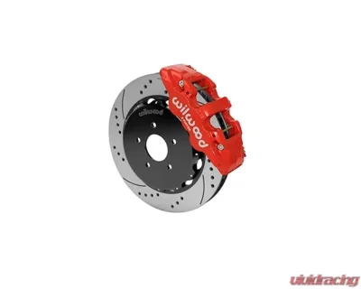 Wilwood AERO6 Big Brake Front Brake Kit - Drilled and Slotted Rotor - Red - Nissan 350Z | Infiniti G35 2009-2013 - 140-14819-DR