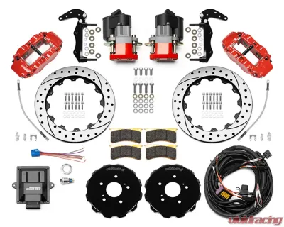 Wilwood Forged Narrow Superlite 4R Rear EPB Kit 12.88" Drilled Red Honda S2000 With Lines - 140-16347-DR