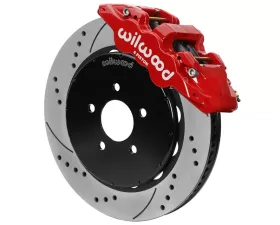 Wilwood AERO6 Front Hat Kit 14.00 Drilled Red Mustang 1994-2004 With Lines