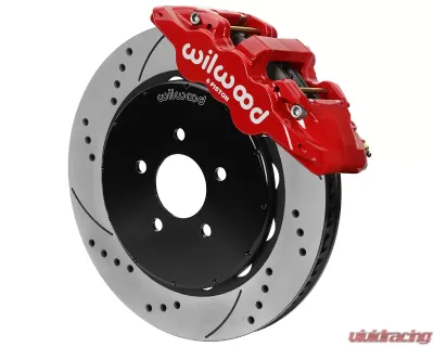 Wilwood AERO6 Front Hat Kit 14.00 Drilled Red Mustang 1994-2004 With Lines - 140-16403-DR