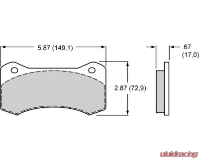Wilwood W6A | W4A AERO 4 | 6 .670" Thk Pad Set BP-10 6617 - 150-9488K