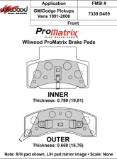Wilwood Pad Set Promatrix D459                                     - 150-D0459K - Image 2