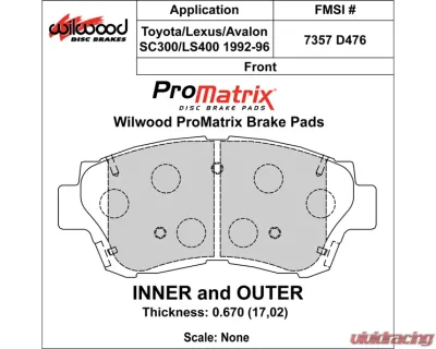 Wilwood Pad Set Promatrix D476 - 150-D0476K