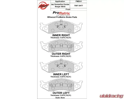 Wilwood Pad Set Promatrix D477 - 150-D0477K