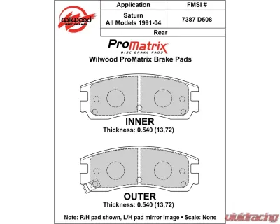 Wilwood Pad Set Promatrix D508 - 150-D0508K