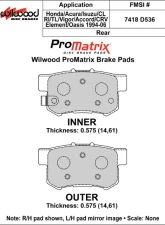 Wilwood Pad Set Promatrix D536                                     - 150-D0536K - Image 2