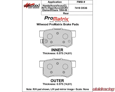 Wilwood Pad Set Promatrix D536 - 150-D0536K