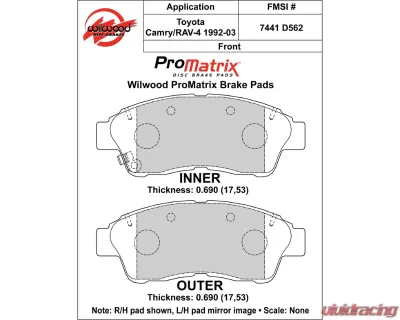 Wilwood Pad Set Promatrix D562 - 150-D0562K