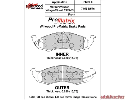 Wilwood Pad Set Promatrix D576 - 150-D0576K