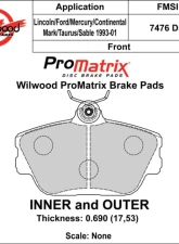 Wilwood Pad Set Promatrix D598                                     - 150-D0598K - Image 2