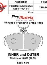 Wilwood Pad Set Promatrix D601                                     - 150-D0601K - Image 2