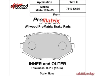 Wilwood Pad Set Promatrix D635 - 150-D0635K