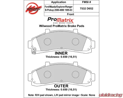 Wilwood Pad Set Promatrix D652 - 150-D0652K