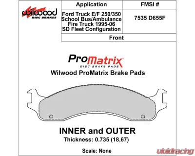 Wilwood Pad Set Promatrix D655F - 150-D0655FK
