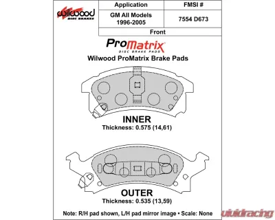 Wilwood Pad Set Promatrix D673 - 150-D0673K