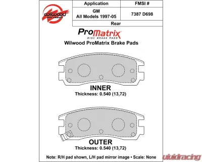 Wilwood Pad Set Promatrix D698 - 150-D0698K