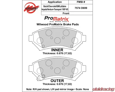 Wilwood Pad Set Promatrix D699 - 150-D0699K