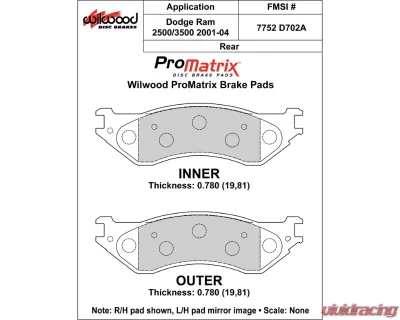 Wilwood Pad Set Promatrix D702A - 150-D0702AK