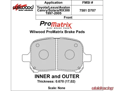 Wilwood Pad Set Promatrix D707 - 150-D0707K