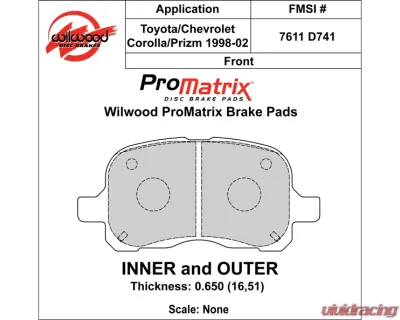 Wilwood Pad Set Promatrix D741 - 150-D0741K