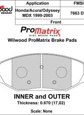 Wilwood Pad Set Promatrix D793                                     - 150-D0793K - Image 2