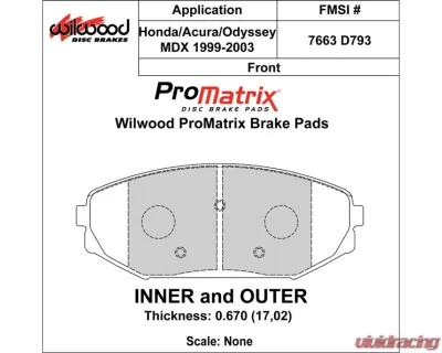 Wilwood Pad Set Promatrix D793 - 150-D0793K