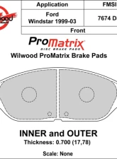 Wilwood Pad Set Promatrix D803                                     - 150-D0803K - Image 2