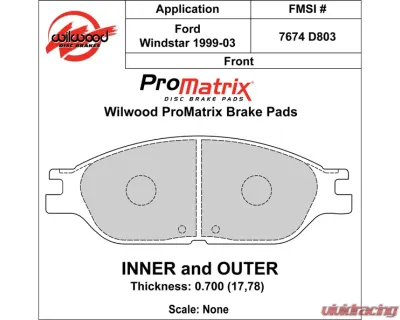 Wilwood Pad Set Promatrix D803 - 150-D0803K