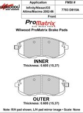 Wilwood Pad Set Promatrix D815A                                     - 150-D0815AK - Image 2